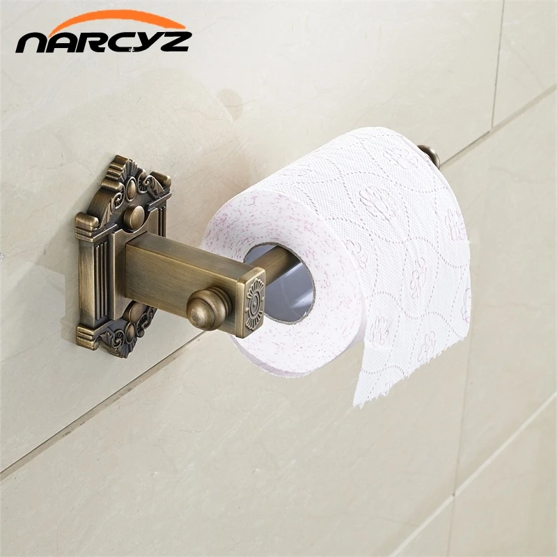 Paper Holders Antique Brass Wall Shelf Toilet Paper Holder Roll Rack For Paper Towel Bath Accessories WC Paper Holder 9126K