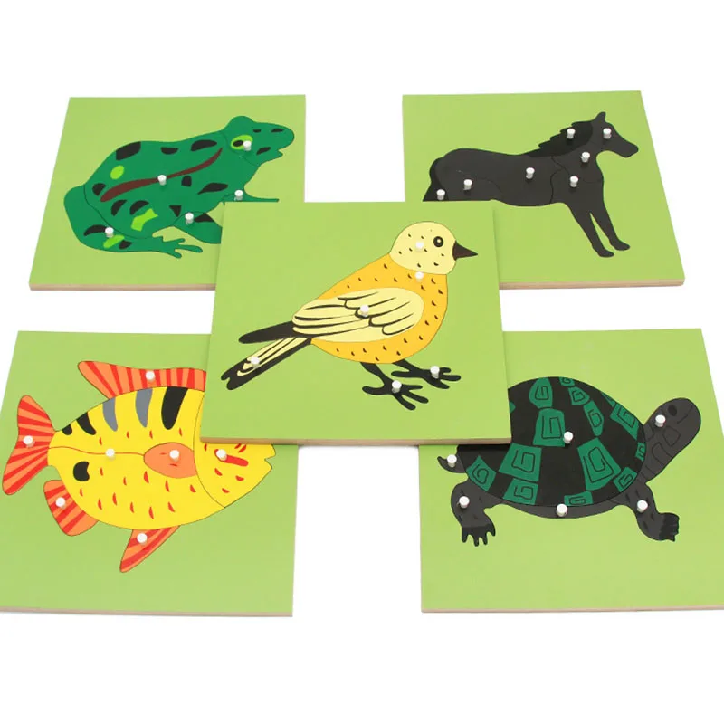

montessori educational wooden toys Cartoon Animal Traffic 3D Puzzle Children learning toys material montessori Gift for children