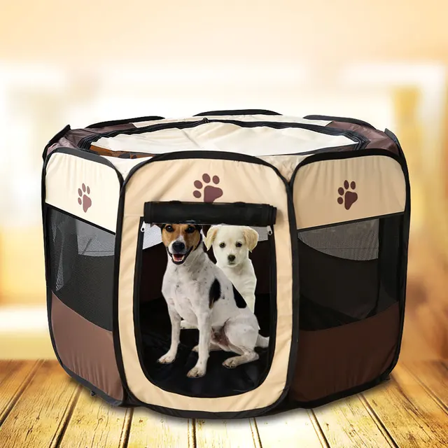 Online Portable Folding Pet Tent Dog House Cage Cat Portable Folding Pet Tent Dog House Cage Cat Playpen Puppy Kennel Easy Operation Octagonal Fence Outdoor Supplies