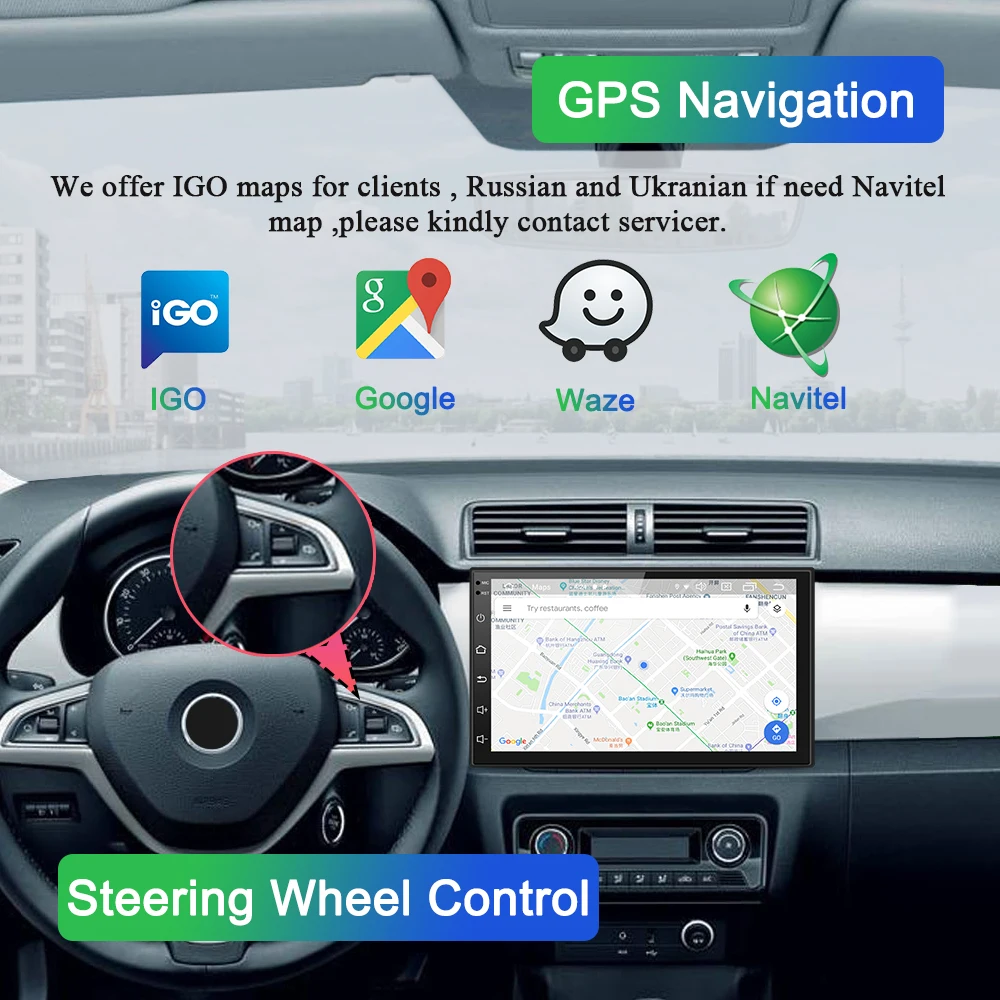 Clearance Navivox 10.1" Android 9.1 Universal Car Multimedia Player 2 Din Car Radio Universal DVD GPS Navigation Bluetooth DSP RDS SWC 3