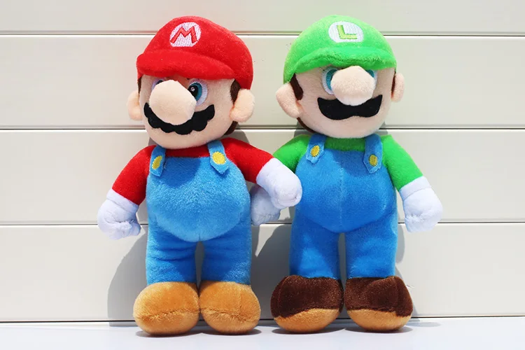 2pcs/lot 25cm Super Mario Bros Plush Toys Mario Lugi Stuffed Dolls Toys Gift for Children