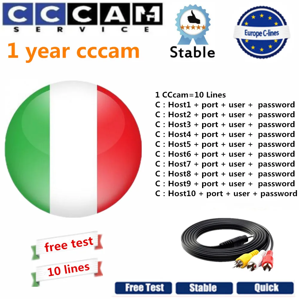 

2019 CCcam Account for 12 months Italy 10 lines Support for DVB S2 Satellite TV Receiver GTmedia V8 Nova Freesat V7 Cccam