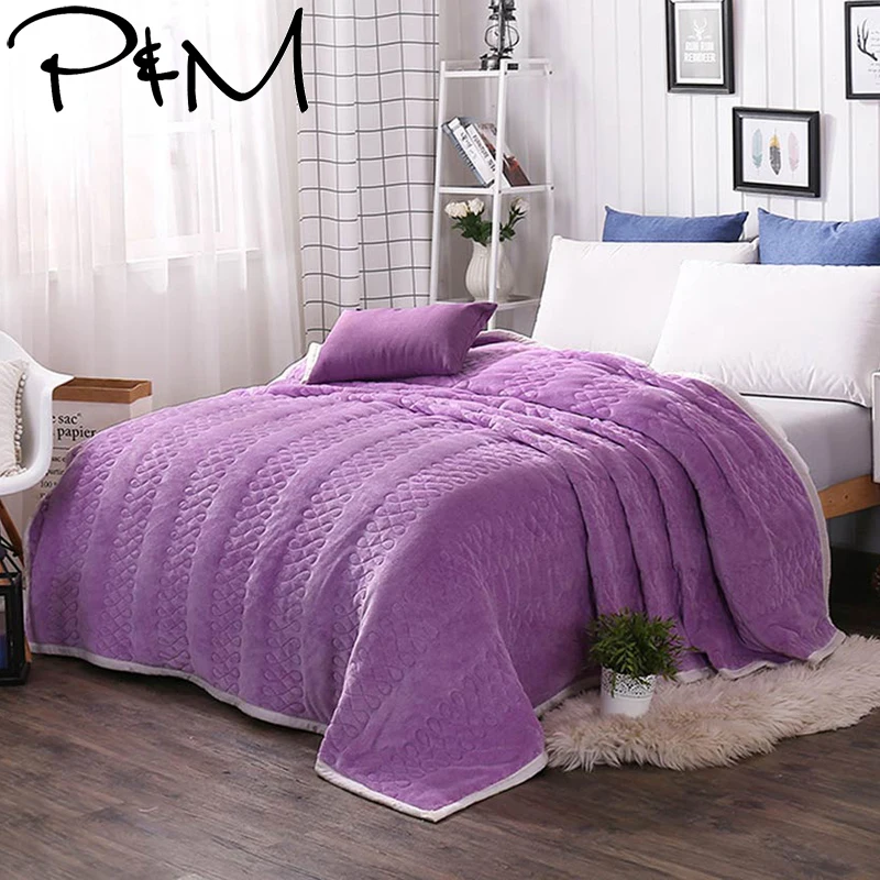 

Papa&Mima thick Blanket warm Winter Bed Cover Solid Color Bedding Throw