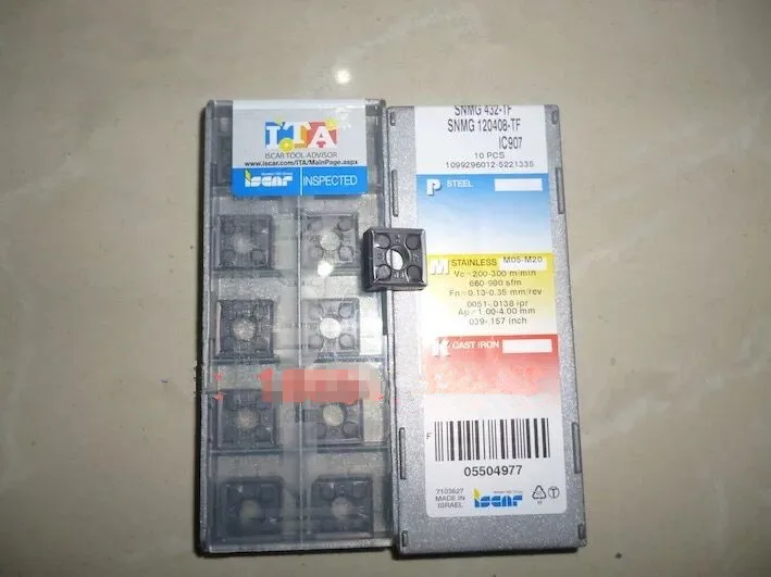 10 шт. твердосплавные вставки Iscar SNMG120404/08-TF IC907 токарный инструмент с ЧПУ |
