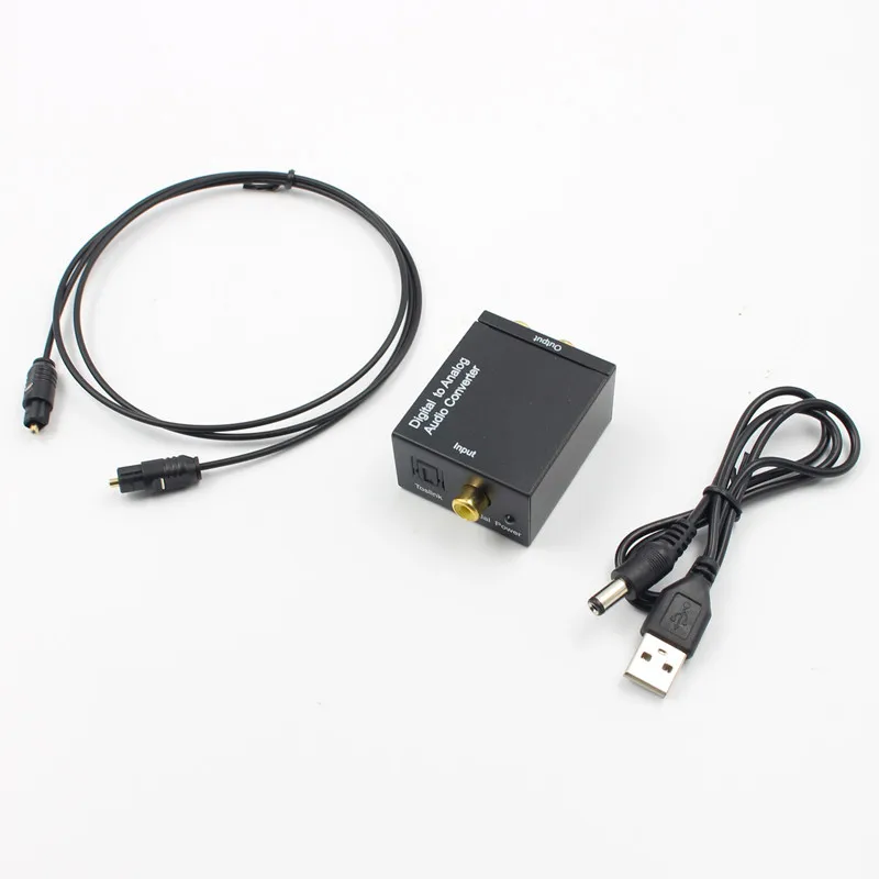 Цифро-аналоговый аудио L/R конвертер волоконно-оптический коаксиальный RCA сигнал SPDIF в аналоговый аудио декодер усилитель с USB кабелями
