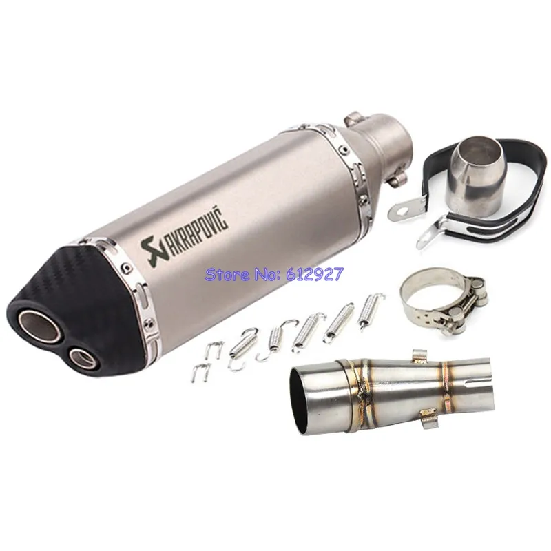 

Motorcycle Exhaust for Kawasaki Z250 Z300 NINJA250R JINJA300 Connect Middle Link Pipe with Akrapovic Muffler Pipe Escape