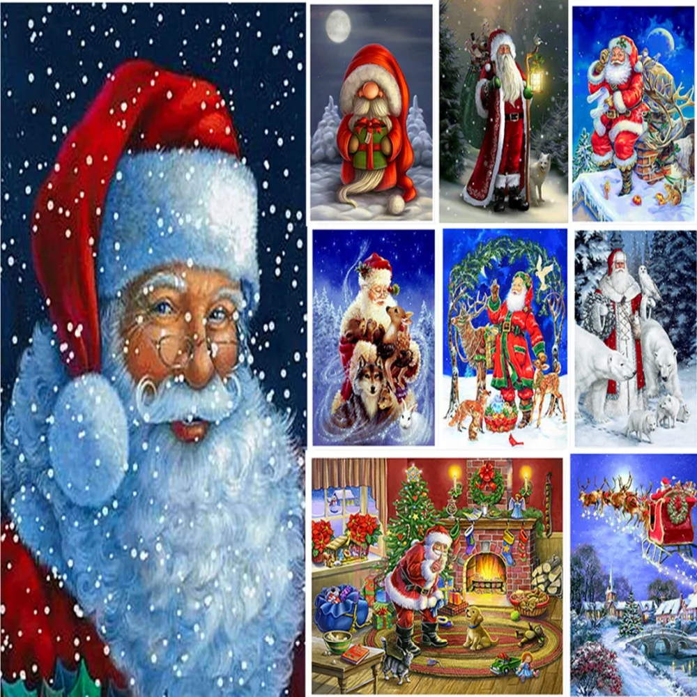 Santa Claus Christmas Diy Diamond Painting Kit Full Round Drill Diamond