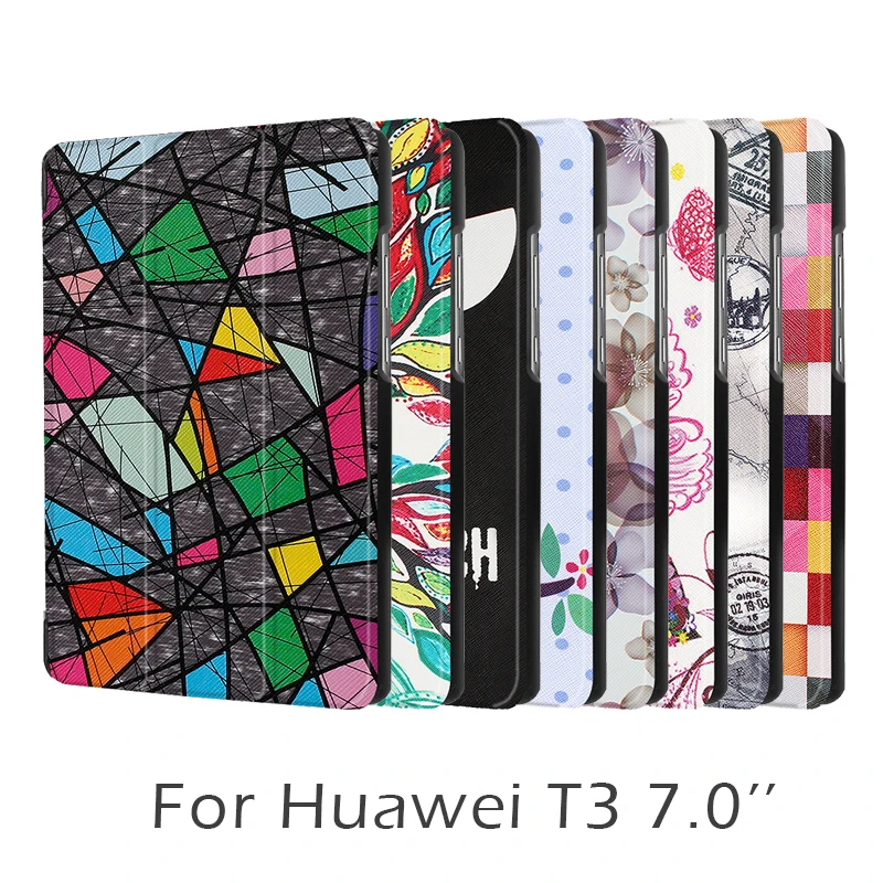 

Free Shipping Painting Style PU Leather Case Cover for Huawei MediaPad T3 7.0'' (BG2-W09) Tablet High Quality