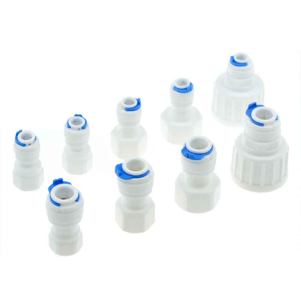 Reverse Osmosis RO Water System Fitting 1/4″ 3/8″ Inch OD Hose Tube 1/4″ 1/2″ 3/4″ 1/8″ Female Plastic Pipe Quick Connectors