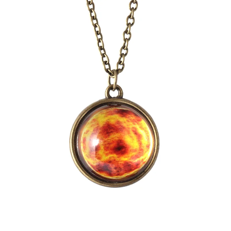 Винтажное ожерелье «Вселенная» с солнечной системой Galaxy Planet для женщин и мужчин, двухстороннее ожерелье с подвеской из стеклянного шара, модные ювелирные изделия