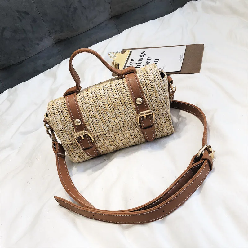 Women Summer Fashion Handbag INS Popular Female Casual Straw Bag Holiday Lady Shoulder Bag Travel Knitted Tote Bolsa SS7219 (4)