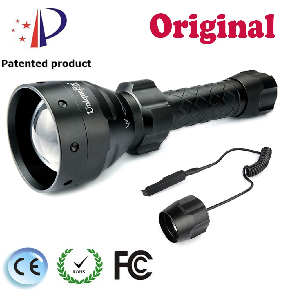 

UniqueFire UF-1405 XM-L T6 1200LM 5 Mode Rechargeable Led Flashlight 67mm Convex Lens Potable Zoomable Torch And Pressure Switch