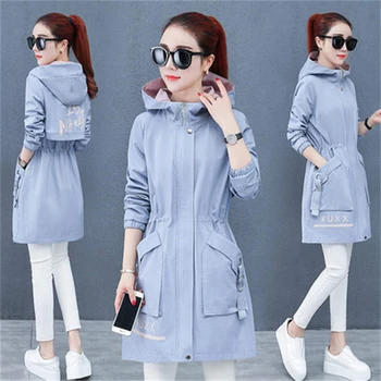 

Fashion Women Hooded Jacket Spring Autumn 2020 Korean Slim Jacket Casual Long Ladies Windbreaker Coats Girls Baseball Outerwear