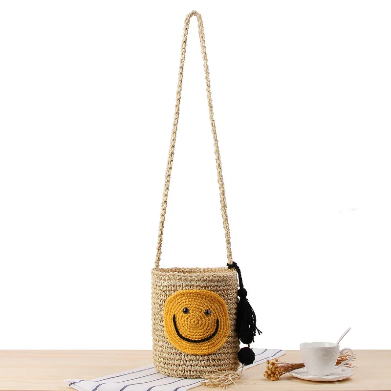 Women Summer Tassel Straw Bags INS Popular Female Fashion Pompom Handbag Lady Casual Shoulder Bag Holiday Weave Crossbody SS3385 (7)