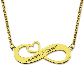 

Collier Femme Jewelry Custom Name Necklace Letters Engraved Infinity Heart Pendant Names Necklaces Gold Chain Best Friend