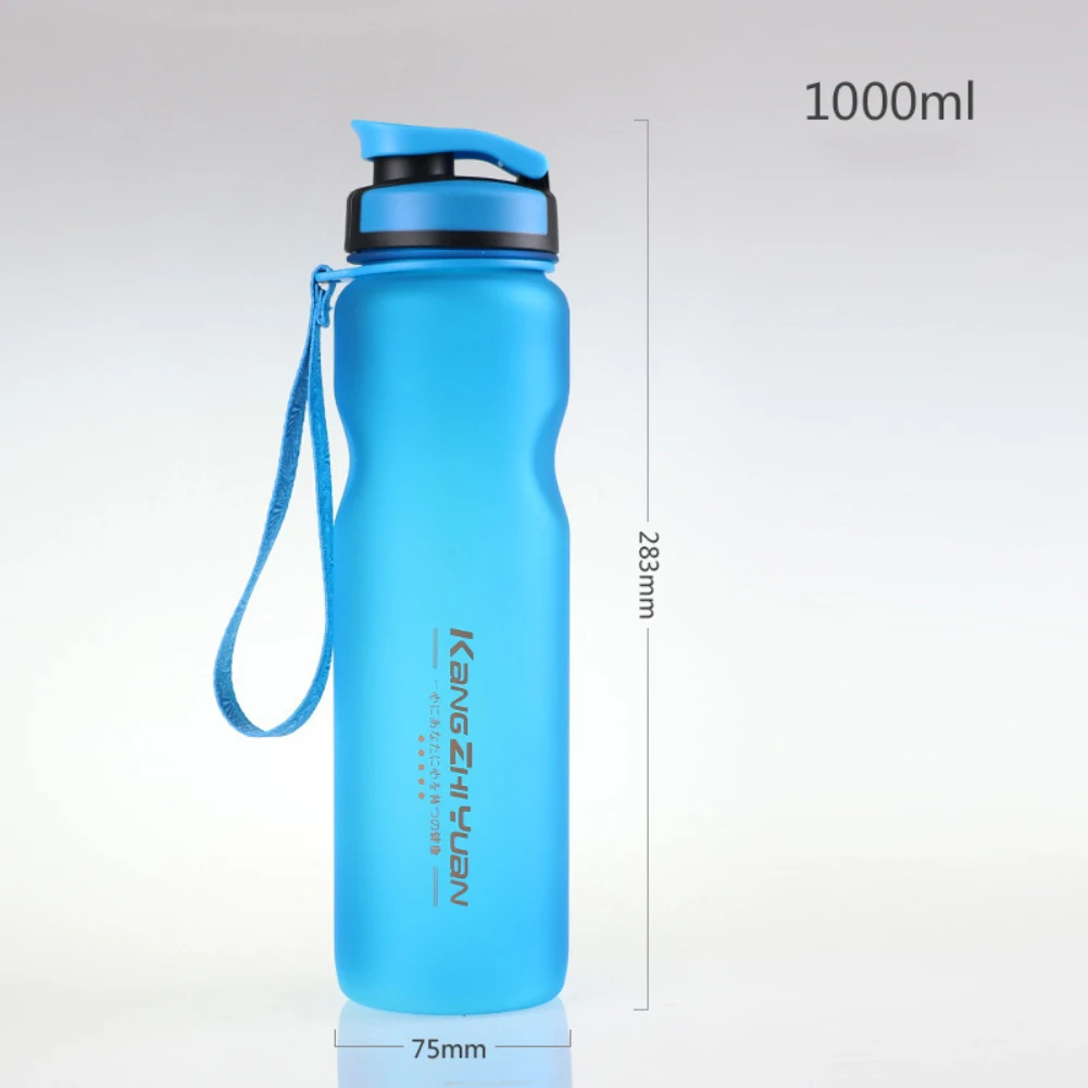1Л большая емкость пластиковая Спортивная бутылка для спорта на открытом воздухе Фитнес бутылка для воды для езды на велосипеде портативная матовая космическая чашка новинка - Цвет: Blue