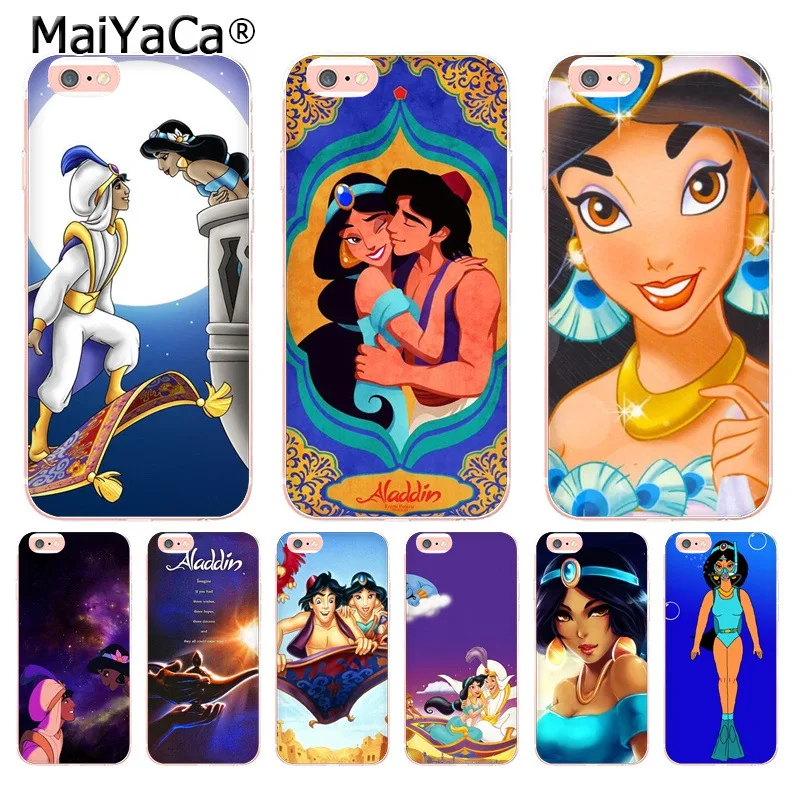 MaiYaCa Capa Aladdin and Princess Jasmine design Transparent Cover Case for Apple iPhone 8 7 6 6S Plus X 5 5S SE XS XR XSMAX