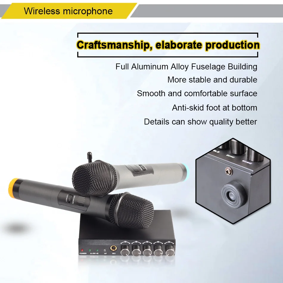 KEXU UHF Двухканальный беспроводной ручной микрофон, простой в использовании караоке беспроводной микрофон системы