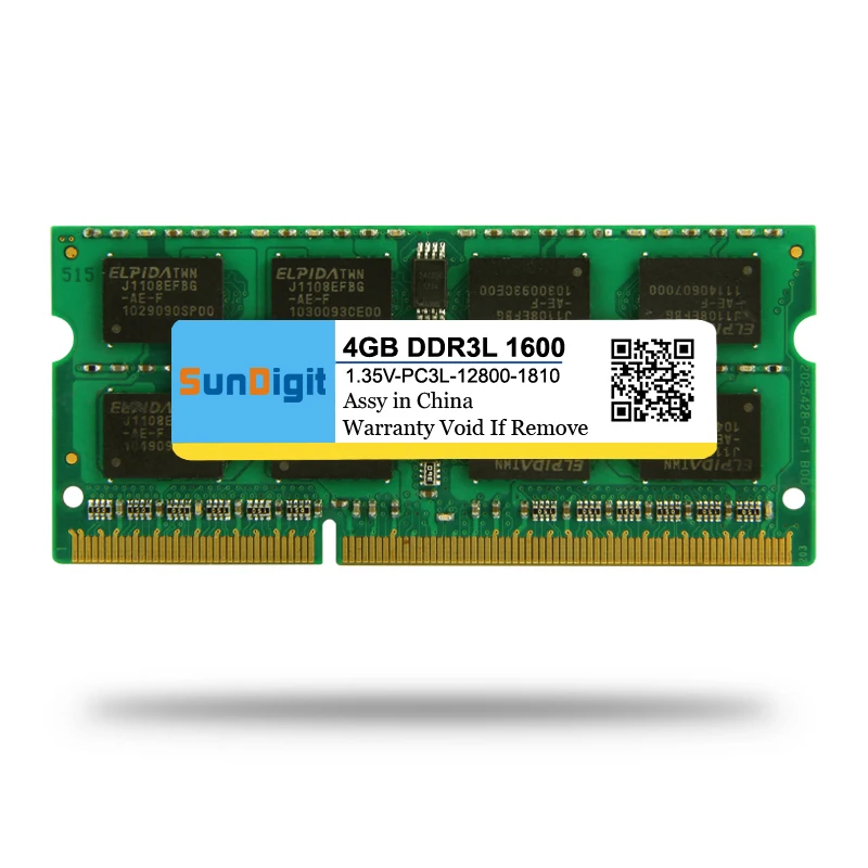 SunDigit 1.35 v محمول ذاكرة عشوائية Ram DDR3L 1333 1600 Mhz 8 GB 4 GB 2 GB للمحمول Sodimm ميموريال متوافق DDR3 1333 Mhz PC-12800