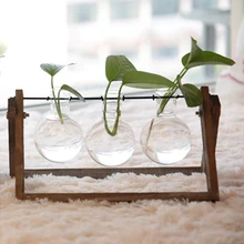 NOCM-Террариум для растений с деревянной подставкой стеклянная ваза-держатель для украшения дома, контейнер Scindapsus(3 террариума