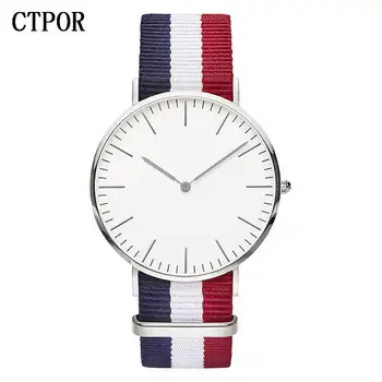 

2018 New CTPOR Watches For Men Women Ultra Slim Quartz Watch with Simple Nylon Band Relogio Masculino Fashion Wristwatches Clock