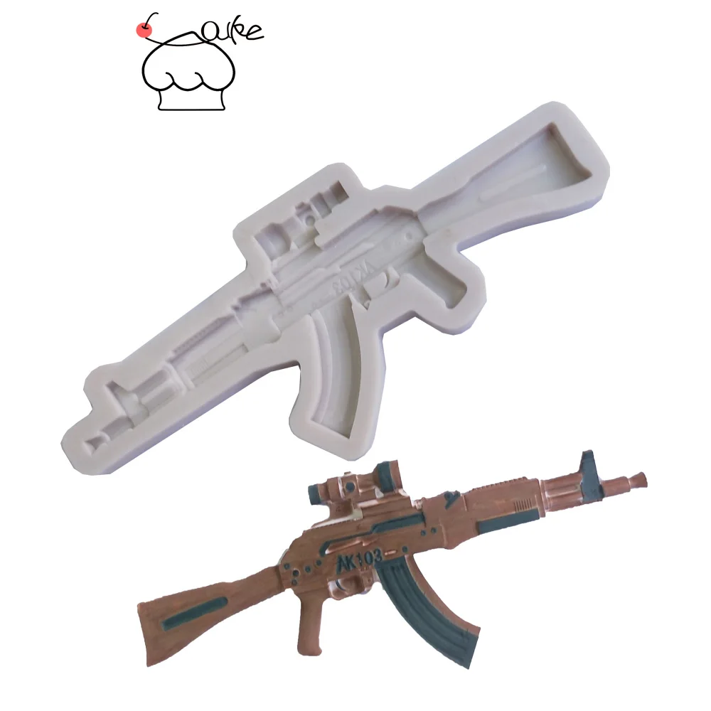 

Aouke Machine Gun Decorating Molds Cake Silicone Mold Sugarpaste Candy Chocolate Gumpaste Clay Mould J127
