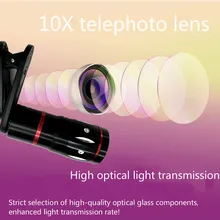 Объектив мобильного телефона 10x металлический телеобъектив Универсальный телескопический объектив зум HD объектив