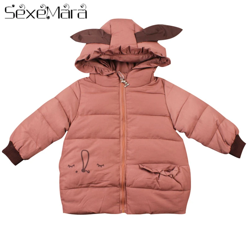 

Baby Girl Clothes Kids Winter Jacket Coat Cute Rabbit Ears Hooded Down Cotton Jacket Snowsuit 3-11Yaer Old Girl Clothing
