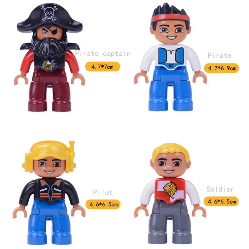 6Pcslot Action Figures Blocks Compatible LegoING Duploed Figures Family Train Building Blocks Education Toys For Cchildren (9)
