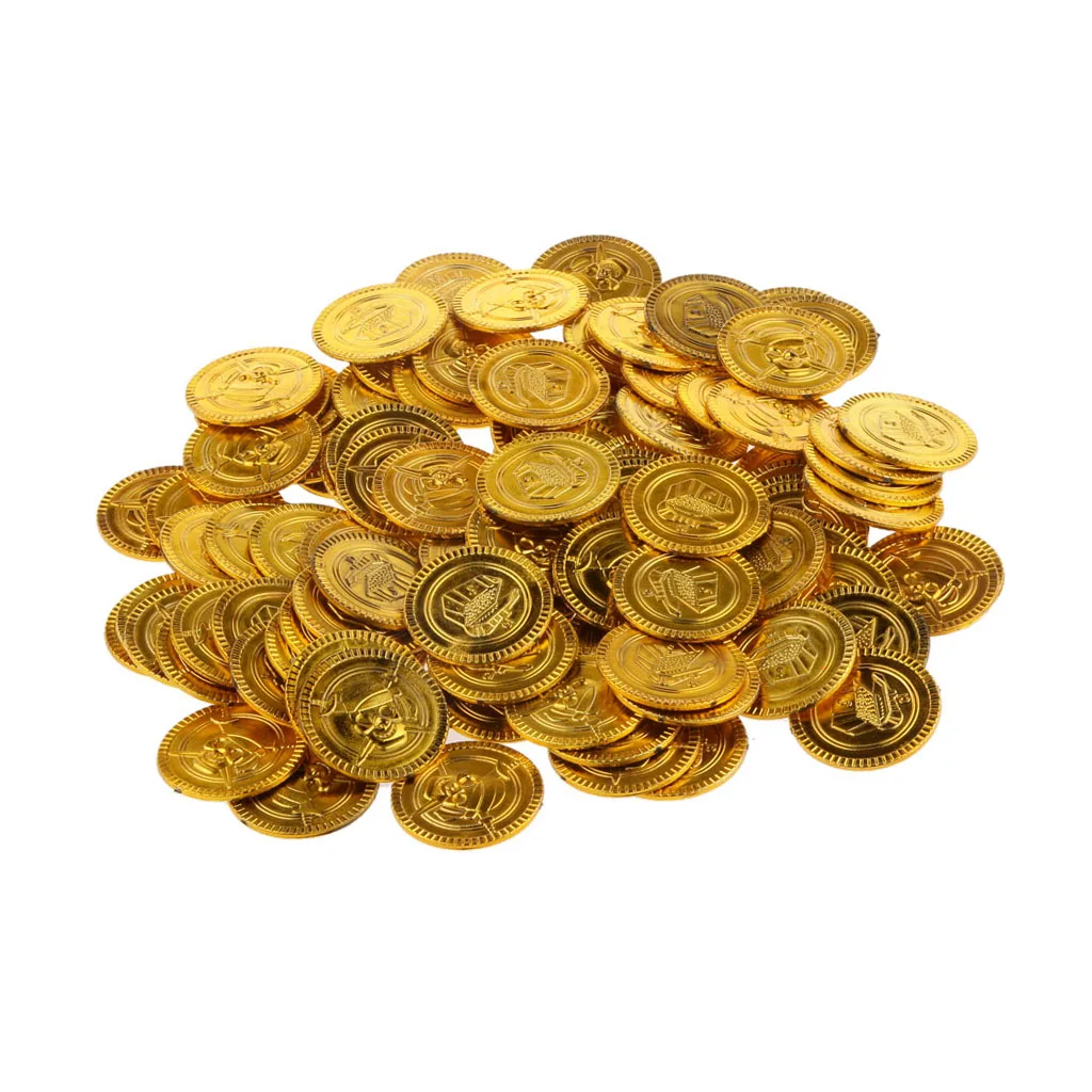72  Plastic Pirate Gold Play Toy Coins Birthday Party Favors Pinata Money Coin 