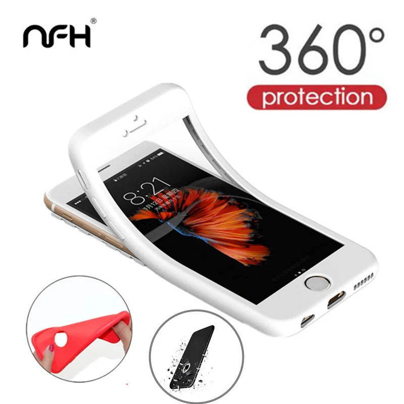 

Fashion Full Protection 360 Case On Soft Celular For iPhone 5 5S 6 7 8 6S Plus X Shockproof Bumper Cover on Case For iPhoneX 5SE