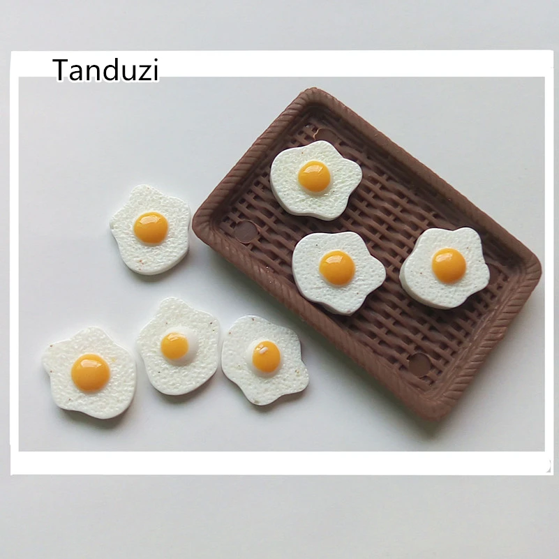 Tanduzi 50 шт. кавайные полимерные жареные яйца белые с плоским основанием кабошоны