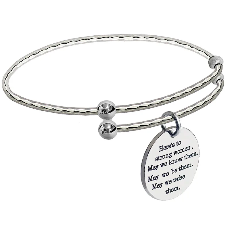 

Inspirational Mum Charms Bangles Silver Adjustable Positive Quotes Engraved Bracelets For Femme Expandable Graduation Gifts 2018