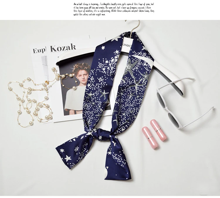Striped Satin Silk Scarf for Women - Double-Sided Luxury Neck Neckerchief