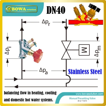 

DN40 SS balance valve for variable flow system with automatic temperature balancing in Domestic Hot Water circulation network