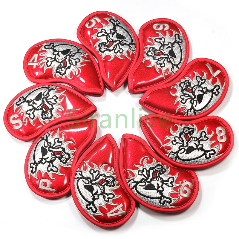 9pcs Iron Headcover Club Head Cover w/ Closure Smooth Surface Golf Putter 9pcs Iron Headcover Club Head Cover w/ Closure Smooth Surface Golf Putter