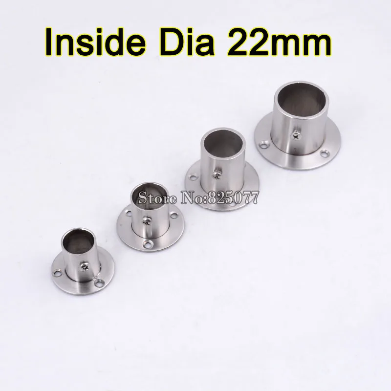 4 PCS Stainless Steel Flange Closet Rod Flange Socket Inside Dia 22mm