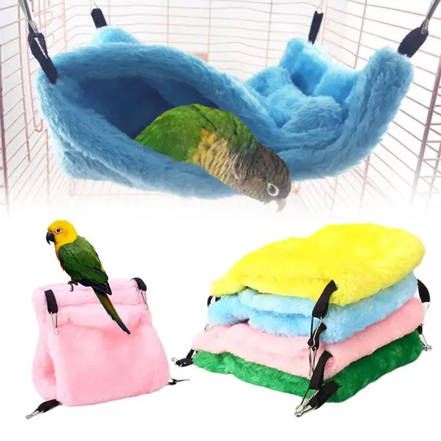 Pet Bird Parrot Hanging Swing Bed Cage Rope Hammock Chew Budgie Toy