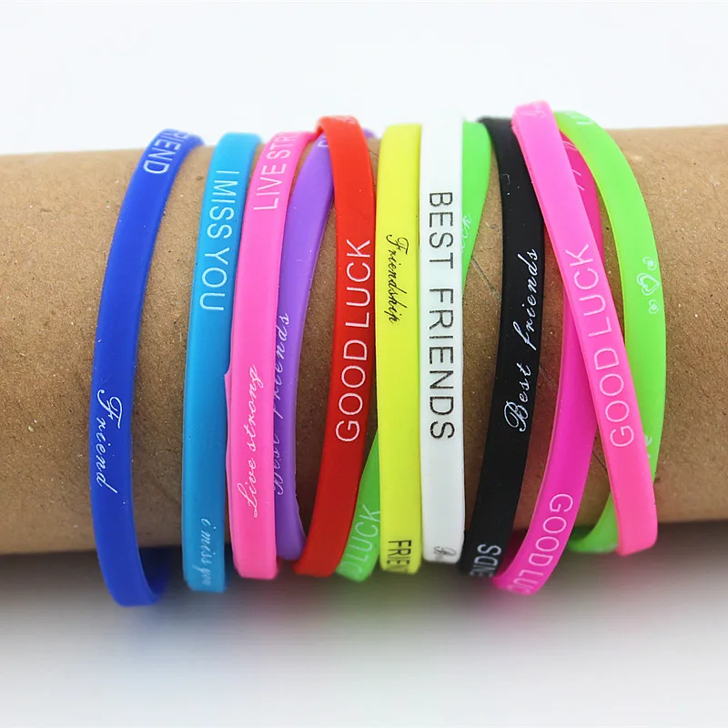 

HOT Custom 5MM Width Silicone Wristbands,Logo Text Imprint Gift silicone wristband,Personalize Own Design Print