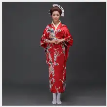 Традиционное женское сексуальное атласное кимоно юката с Obi танцевальное платье для выступлений японский косплей костюм цветок один размер