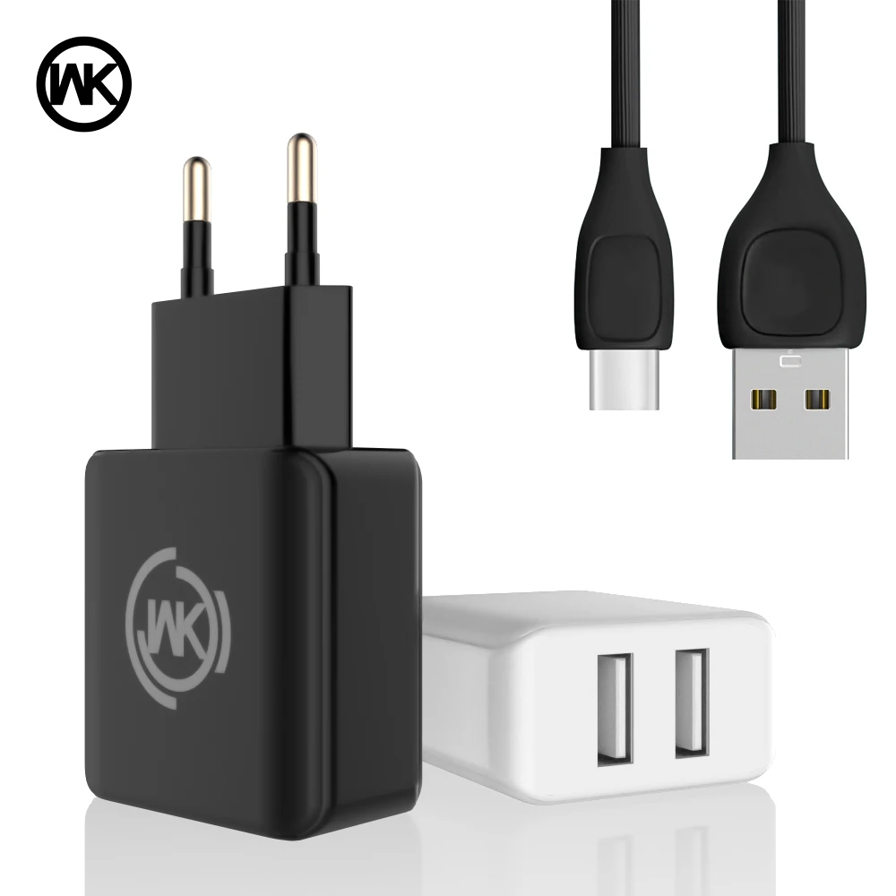 WK дизайн зарядное устройство Универсальный двойной USB быстро Зарядное с кабелями