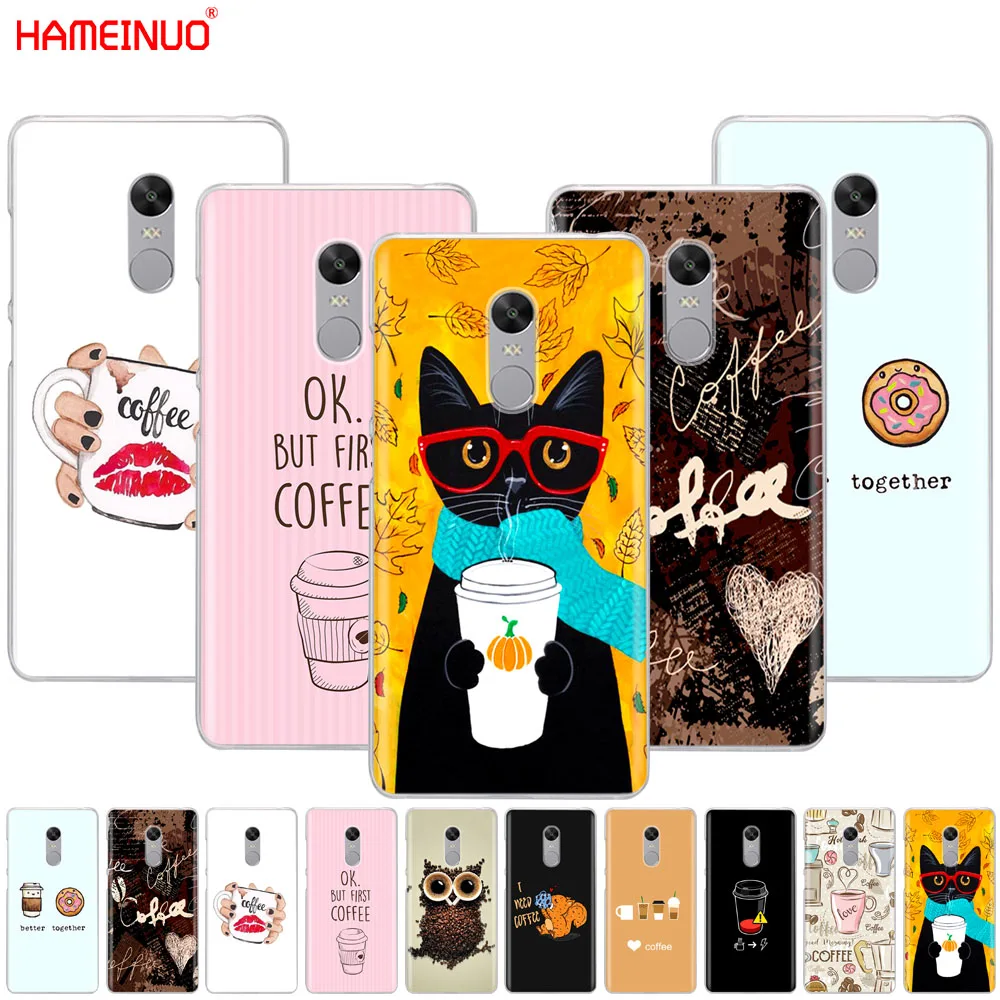 HAMEINUO Coffee Art Cat Cover phone Case for Xiaomi redmi 5 4 1 1s 2 3 3s pro PLUS note 4X 4A 5A | Мобильные телефоны и