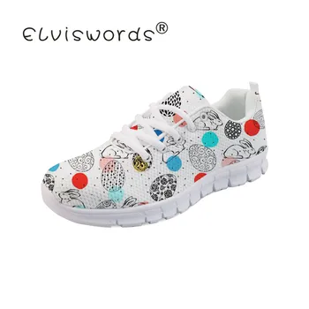 

ELVISWORDS 2019 Rabbit Female Sneakers Mesh Flats Shoe Ladies Teenagers Fashion Loafers Women Breathable Moccasins Women Shoes