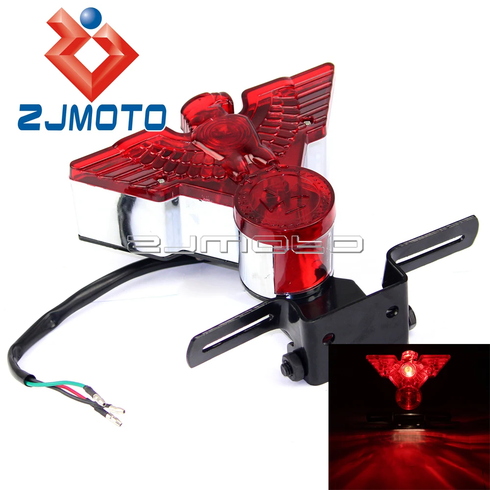 cheap Motorcycle Tail Light For Custom Bike Bird Tail Light For Harley Chopper Custom Roundness Red Taillight Taillamp