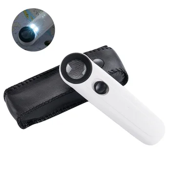 

40X Handheld High-Definition Jewelry Magnifying glass With Led Lamp Electronic Maintenance Antique Identification Magnifier lupa