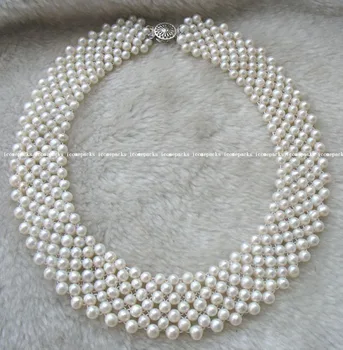 

wholesale 5-6mm freshwater pearl handcraft white round necklace 16"
