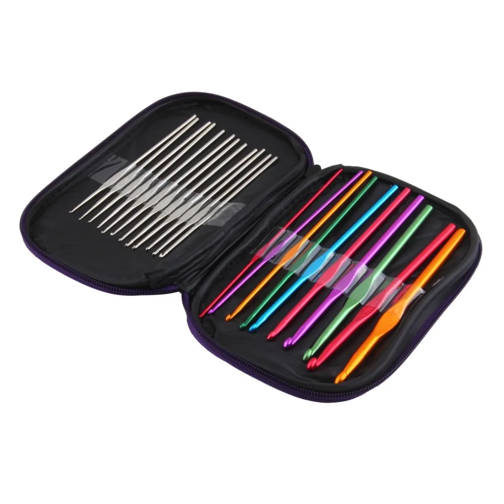 

1Set 22Pcs Multicolour Aluminum Crochet Hook Knitting Kit Needles Set Weave Craft Yarn Stitches