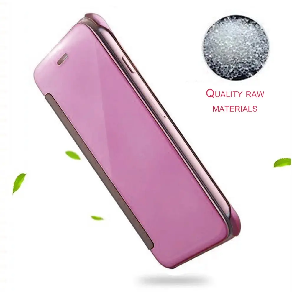 

10 Pcs Window Mirror Surface Flip Type Hard Shell Rose Gold Color Mobile Phone Case for iphone7/8 PLUS Protective Cover Holder