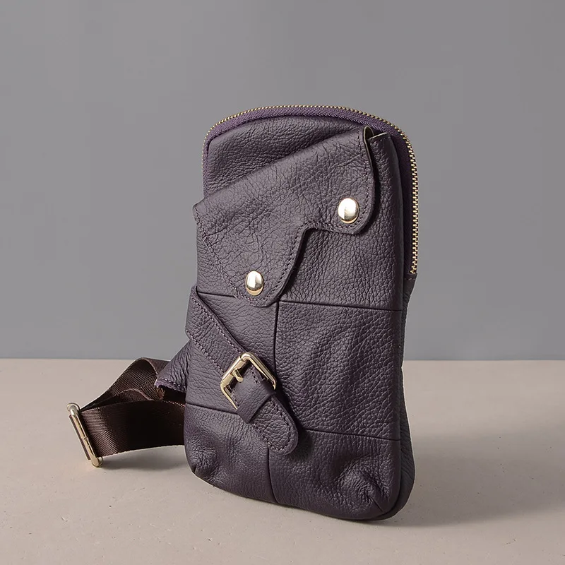 

Baoersen Fashion Men and Women Messenger Bags Cross Body Shoulder Chest Bags Packs Genuine Leather Black bag Casual Style