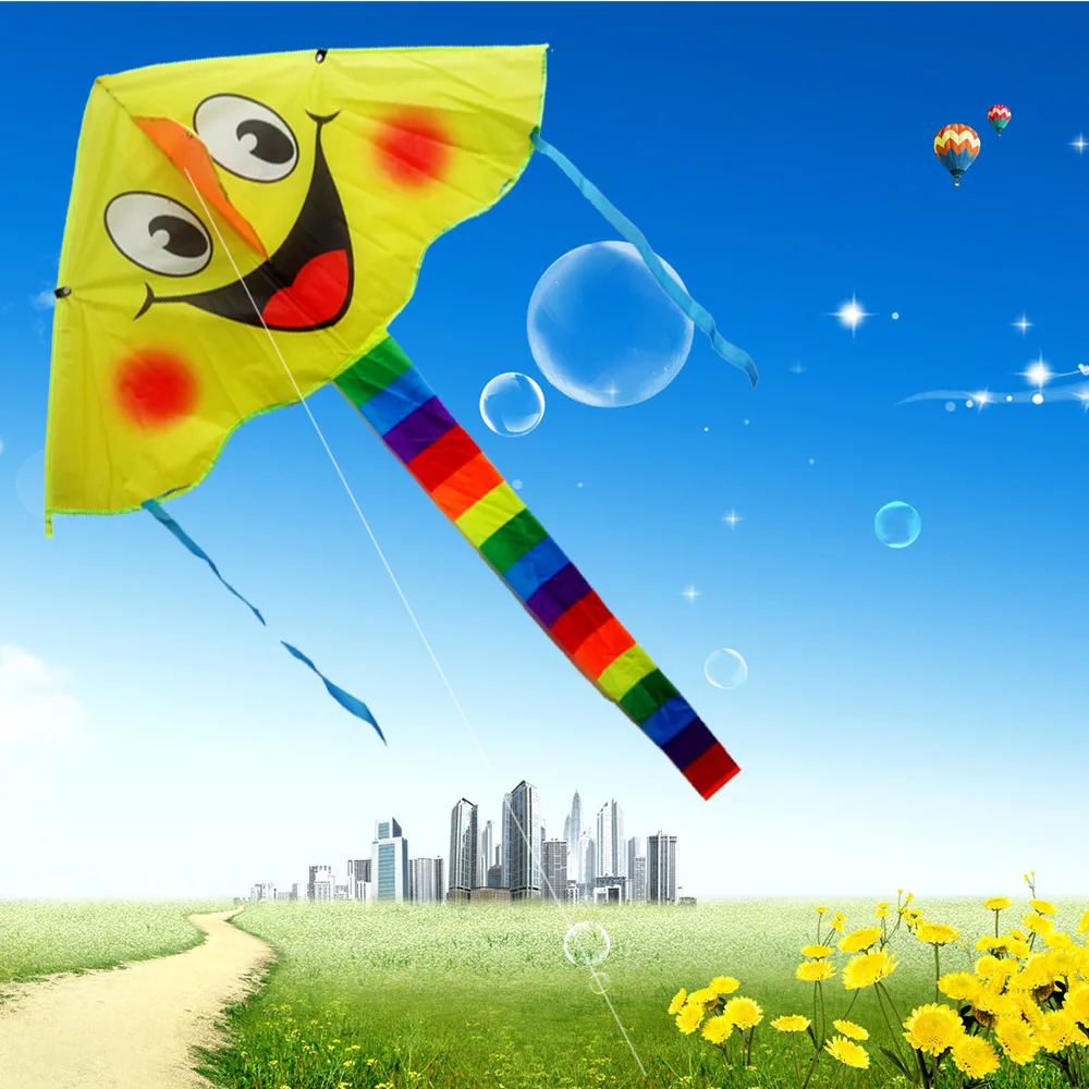 

2017 New Design smiling face kite Smile Stunt Kites Cometa Child Toys Four Color Smile Angel Smiley Sports Beach toy